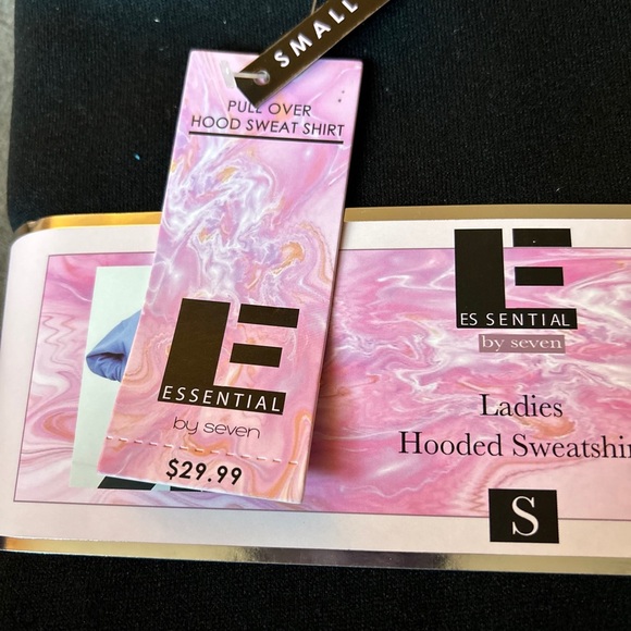 New Essential by Seven Black Hooded Sweatshirt Women’s Size:Small - Picture 4 of 4